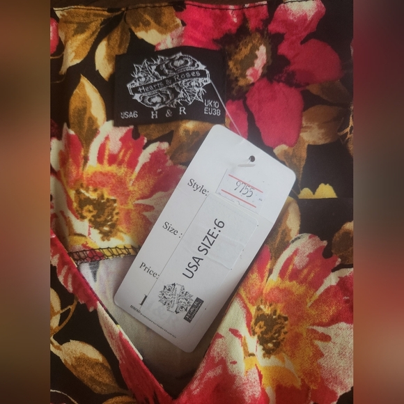 Sz 6 Hearts & Roses Floral Sleeveless Swinger's Dress - Picture 6 of 9